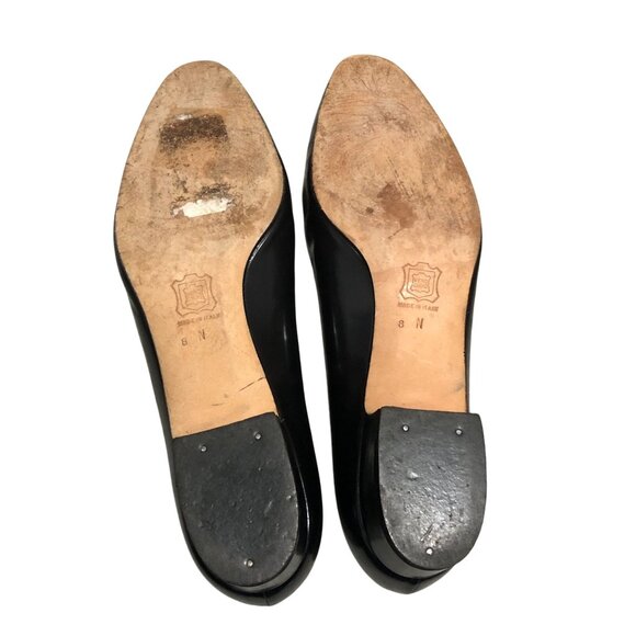 Silvia Fiorentina Vintage Pumps Leather Slip On Almond Toe Black 8N Narrow - Picture 8 of 11